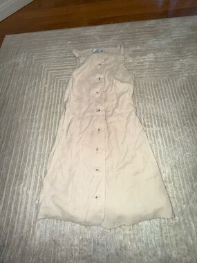 Mango Cream Button-Front Midi Dress